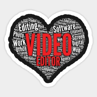 Video editor Heart Shape Word Cloud Design print Sticker